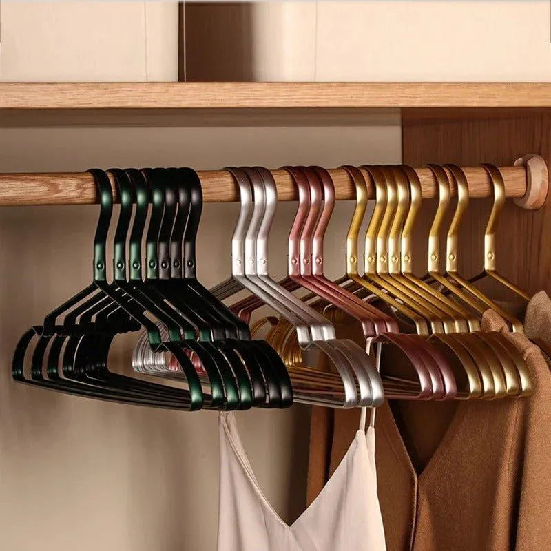 5/10 pcs Solid Matte Alloy Clothes Hangers │ Anti-Slip Metal Rack Wardrobe Organizer - Besontique