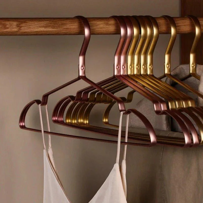 5/10 pcs Solid Matte Alloy Clothes Hangers │ Anti-Slip Metal Rack Wardrobe Organizer - Besontique