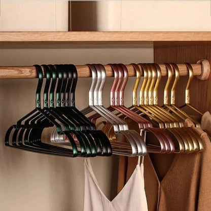 5/10 pcs Solid Matte Alloy Clothes Hangers │ Anti-Slip Metal Rack Wardrobe Organizer - Besontique Home