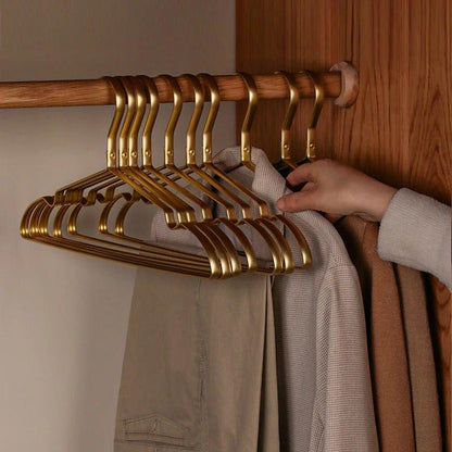 5/10 pcs Solid Matte Aluminum Alloy Clothes Hangers │ Anti-Slip Metal Rack Wardrobe Organizer - Besontique