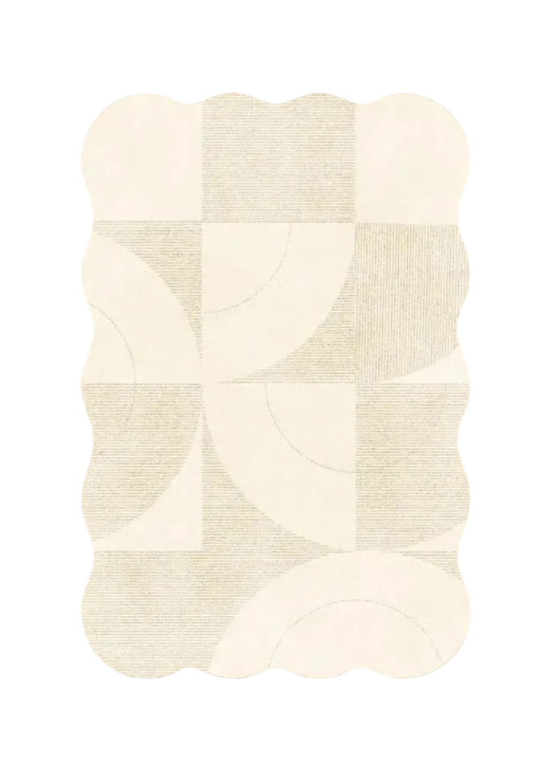 Cream Plush Irregular Rug Soft Fluffy Carpet for Bedroom - Besontique Home