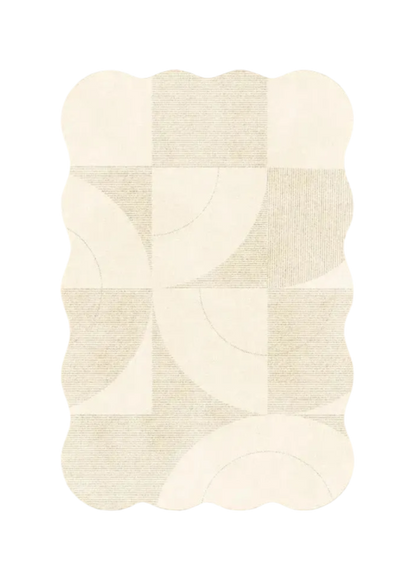 Cream Plush Irregular Rug Soft Fluffy Carpet for Bedroom - Besontique Home