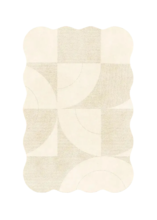 Cream Plush Irregular Rug Soft Fluffy Carpet for Bedroom - Besontique Home