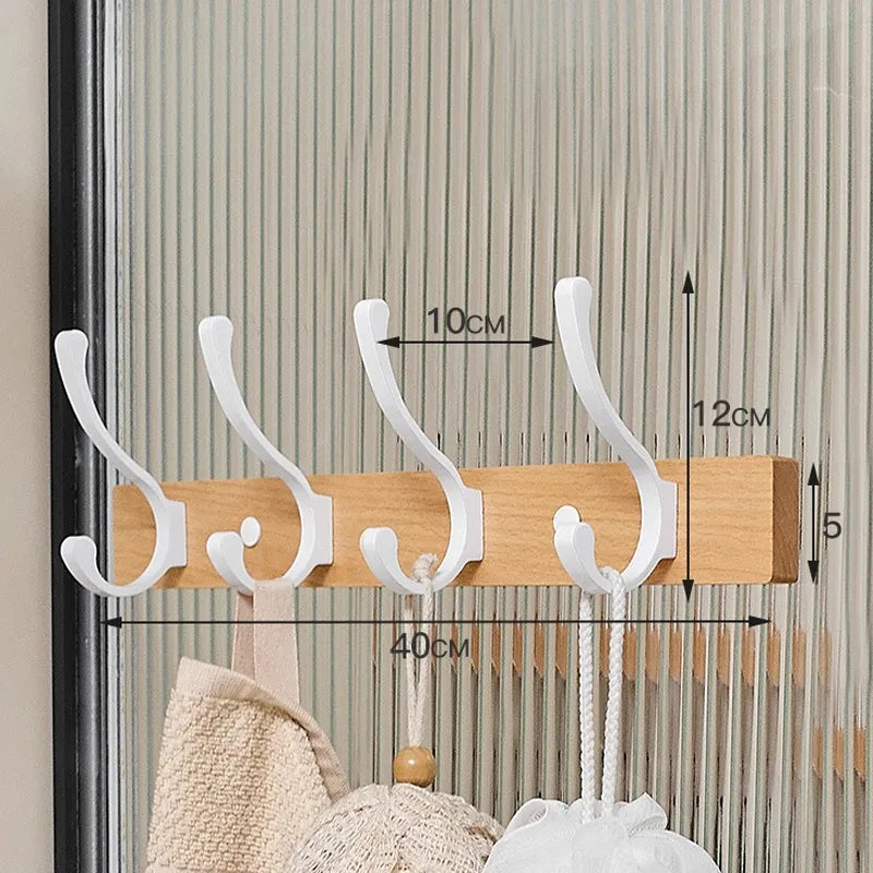 Modern Rustic Wooden Coat Rack Wall Mount with Hooks (Black/White) Besontique Home Decor