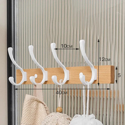 Modern Rustic Wooden Coat Rack Wall Mount with Hooks (Black/White) Besontique Home Decor