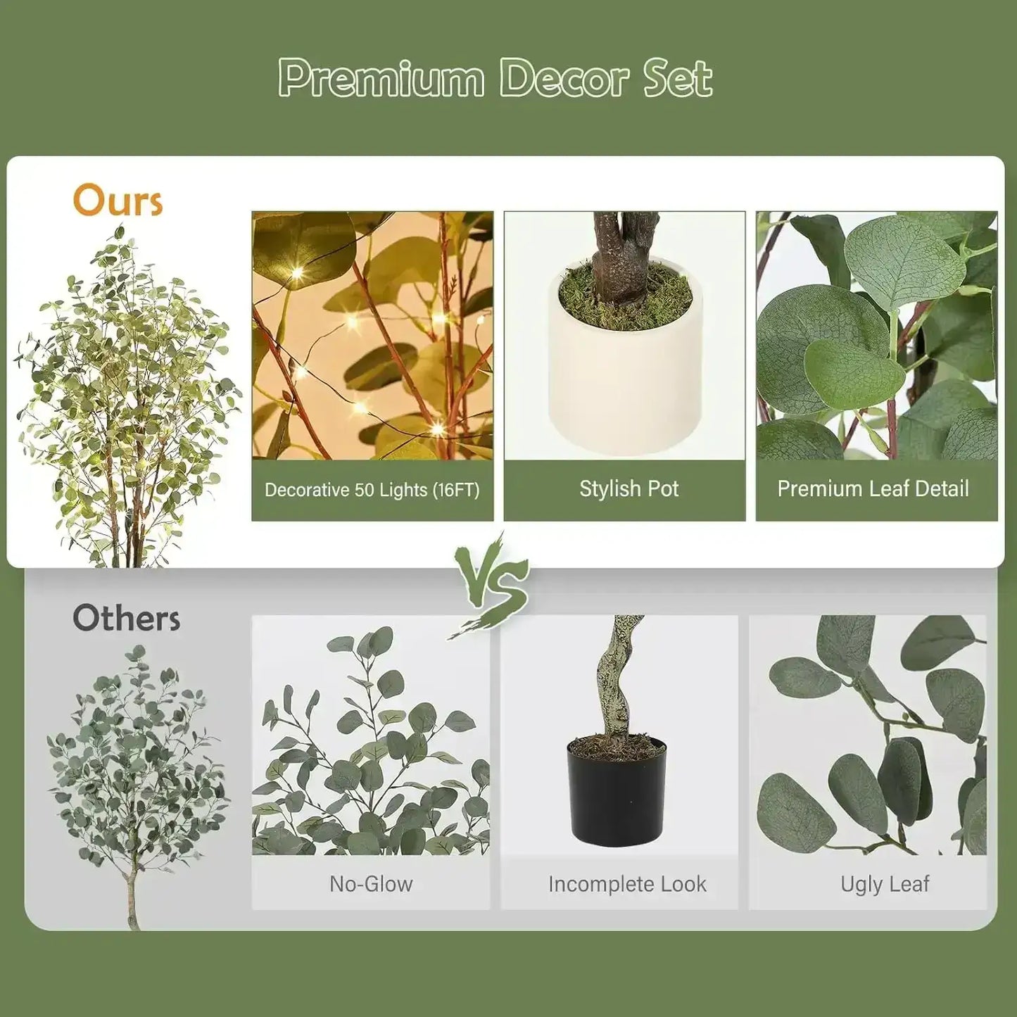 Artificial Eucalyptus Tree │ Decorative Plant with White Planter - Besontique Home