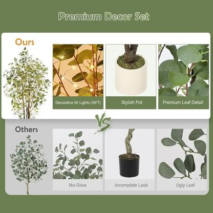 Artificial Eucalyptus Tree │ Decorative Plant with White Planter - Besontique Home