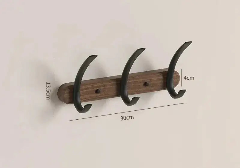 Modern Walnut Moon Shape Coat Rack (White/Black)│ Wall Mounted Wooden Metal Hooks - Besontique Home