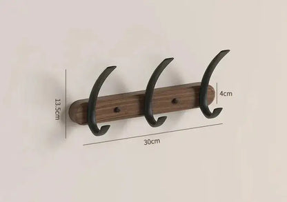 Modern Walnut Moon Shape Coat Rack (White/Black)│ Wall Mounted Wooden Metal Hooks - Besontique Home