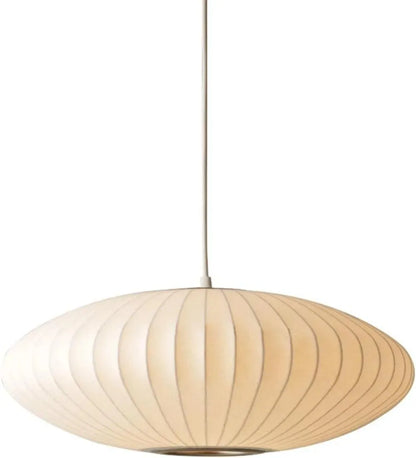 Minimal Nordic Silk Fabric Pendant Light │ Japandi style White Ceiling Hanging Chandelier