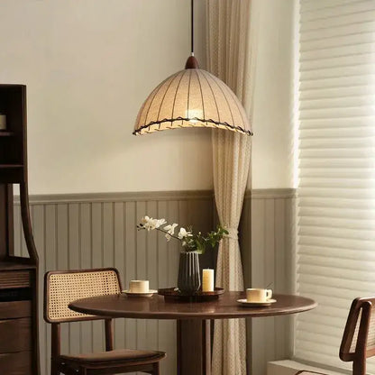Nordic Retro Linen Ceiling Light │ Japandi Minimal Bedroom Hanging Lamp - Besontique Home