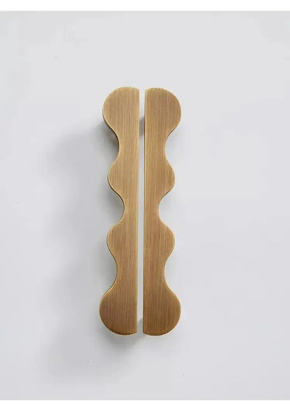 Brass Wave Cabinet Handles Door Knobs |  Luxury Modern Gold & Black Drawer Pulls - Besontique Home