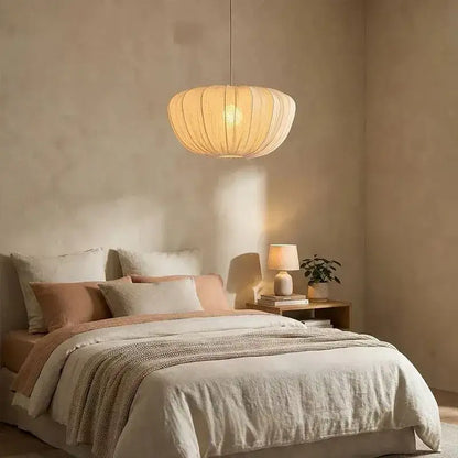 Japandi Minimal Vintage Fabric Pendant Light │ Modern Retro Hanging Lamp - Besontique Home