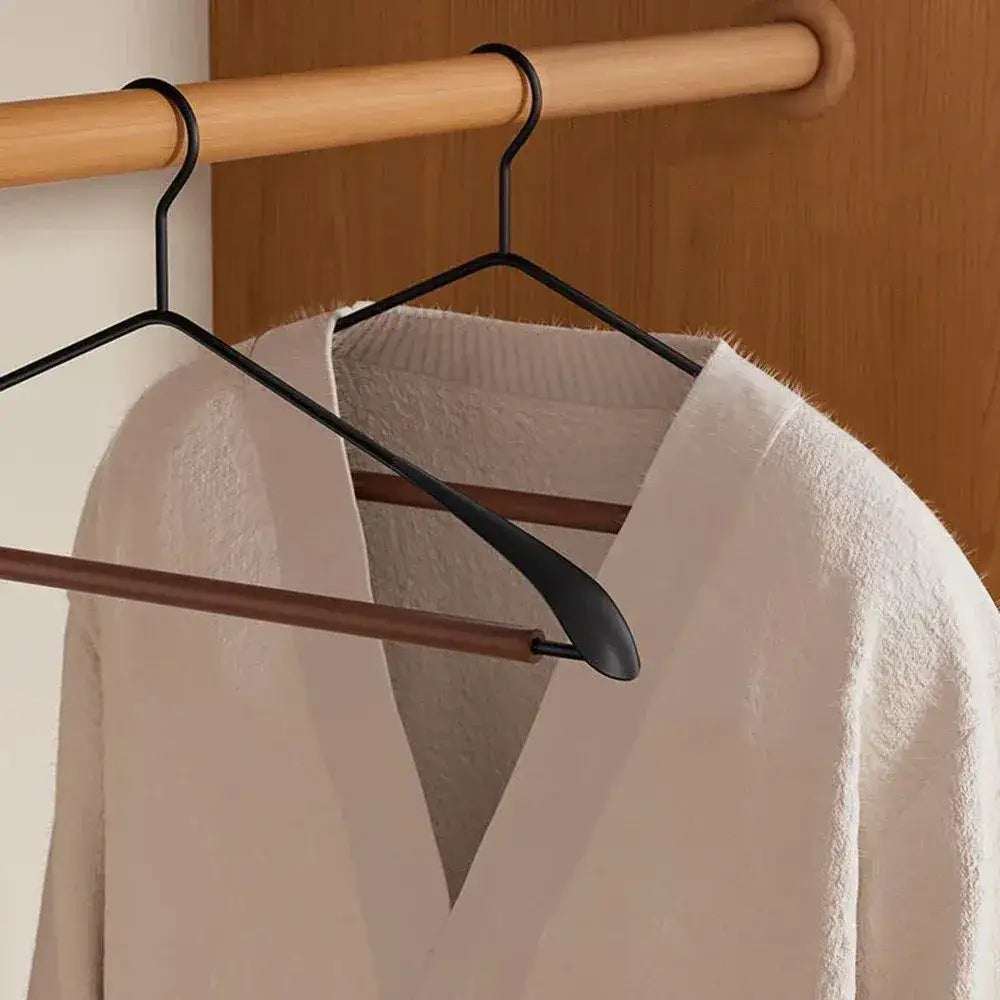 Modern Vintage Heavy-Duty Wood & Black Iron Clothes Hanger │ Wide Non-Slip Garment Racks  Besontique Home