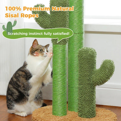Kaktus-Katzenkratzbaum mit interaktivem baumelnden Ball | Haustierfreundliches Katzenkratzmöbel