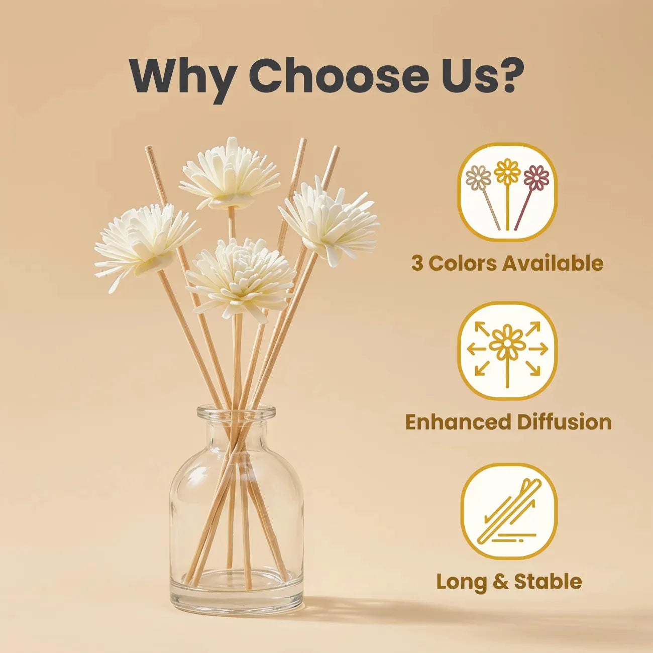 Decorative Reed Diffuser Flower Sticks for Home Fragrance Besontique Home decor 