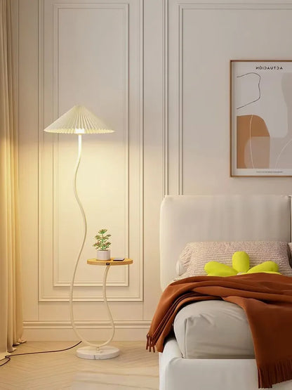 Modern Nordic Style Floor Lamp with Table │ Modern Vintage Japandi Home Standing Light Furniture
