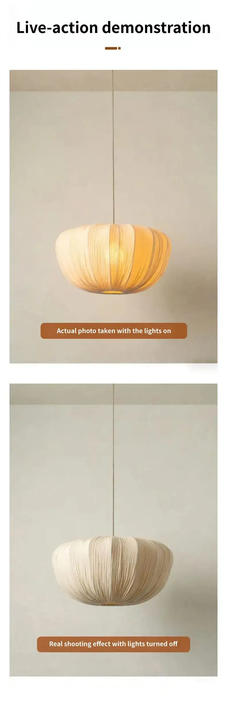 Japandi Minimal Vintage Fabric Pendant Light │ Modern Retro Hanging Lamp - Besontique Home