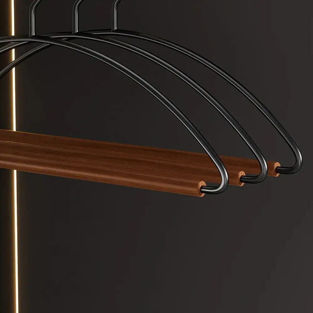 10pcs Luxury Beech Wood Clothes Hangers │ Seamless Iron Wardrobe Clothes Rack with Wood Bar  - Besontique Home