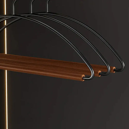 10pcs Luxury Beech Wood Clothes Hangers │ Seamless Iron Wardrobe Clothes Rack with Wood Bar  - Besontique Home