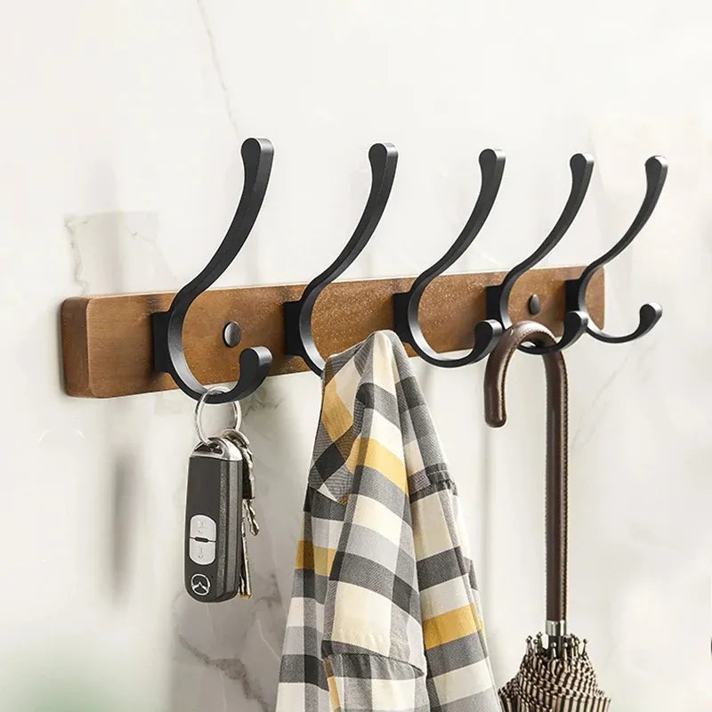 Modern Rustic Wooden Coat Rack Wall Mount with Hooks (Black/White) Besontique Home Decor