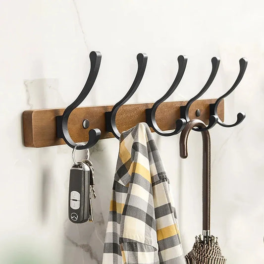 Modern Rustic Wooden Coat Rack Wall Mount with Hooks (Black/White) Besontique Home Decor