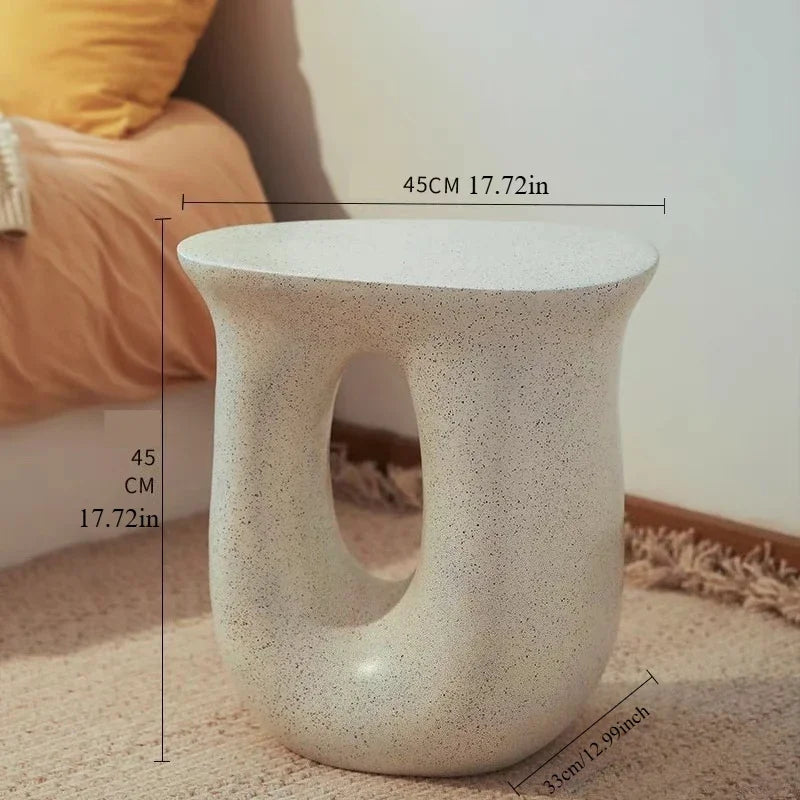 Modern Style Geometric Side Coffee Table │ Pedestal Lightweight Concrete Nightstand Table Furniture
