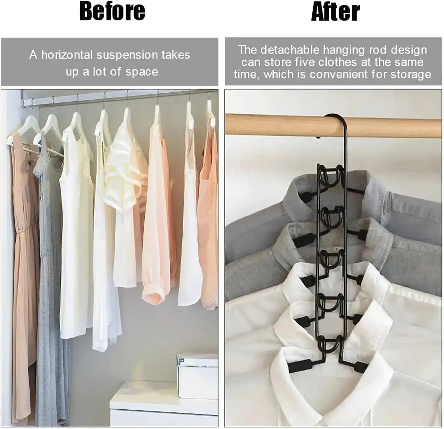 Multi-Layer Metal Clothes Hanger Organizer | Non-Slip Foam Padded Closet Space Saver Besontique Home Decor 