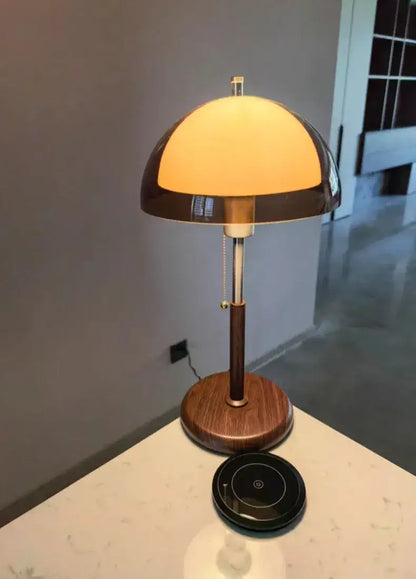 Vintage Walnut Table Lamp | Modern Iron Bedside & Study Room Ambient Light Besontique Home Decor