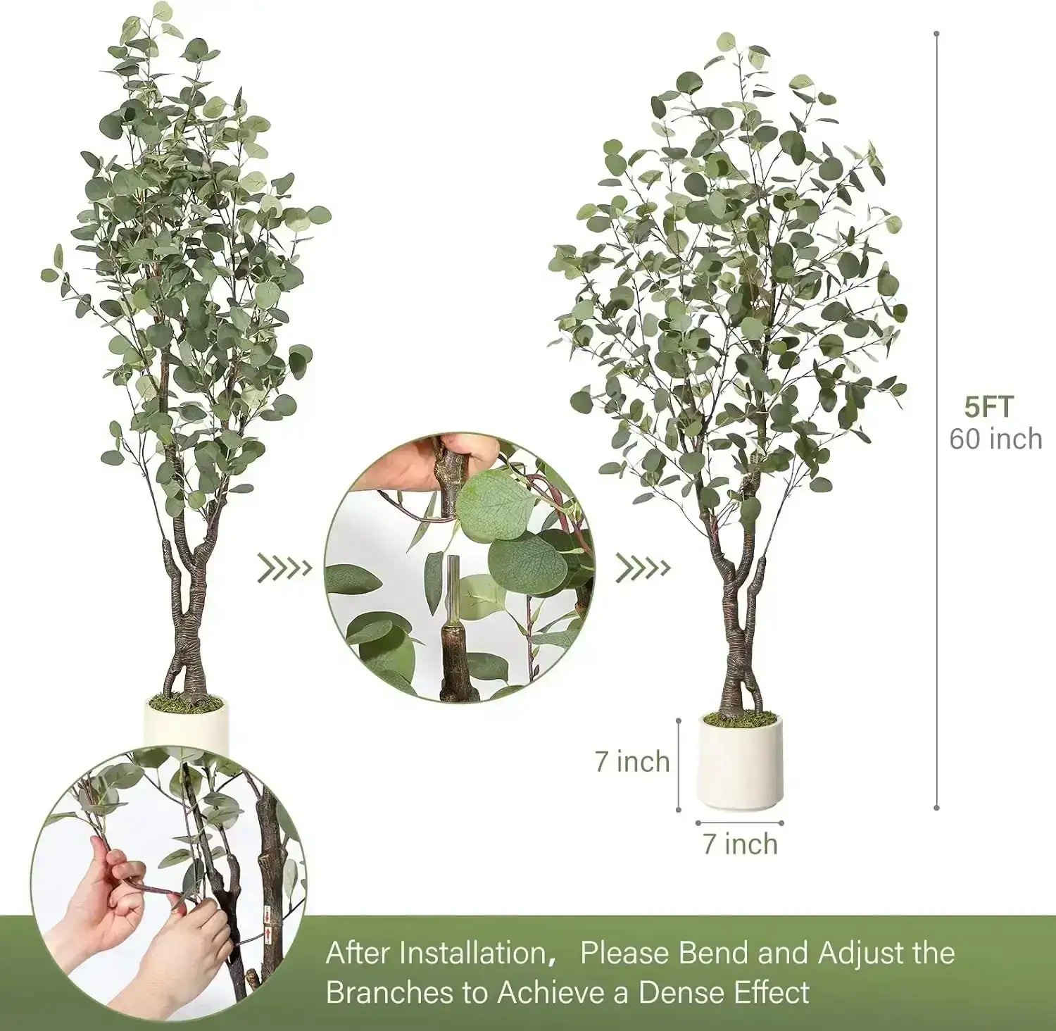Artificial Eucalyptus Tree │ Decorative Plant with White Planter - Besontique Home