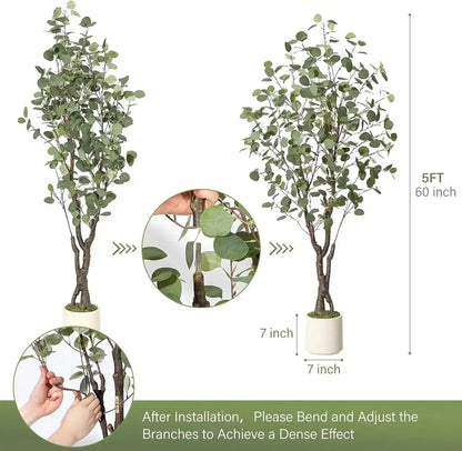 Artificial Eucalyptus Tree │ Decorative Plant with White Planter - Besontique Home
