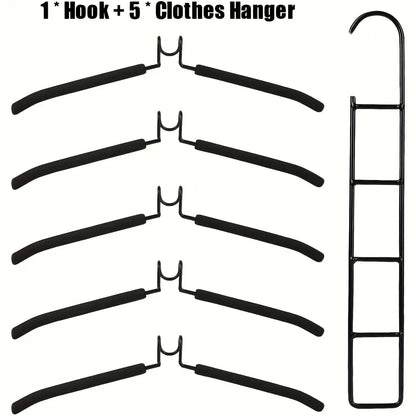 Multi-Layer Metal Clothes Hanger Organizer | Non-Slip Foam Padded Closet Space Saver Besontique Home Decor 