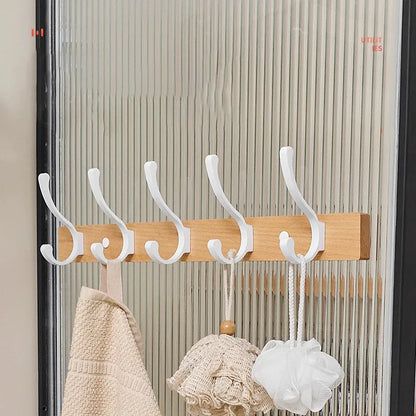 Modern Rustic Wooden Coat Rack Wall Mount with Hooks (Black/White) Besontique Home Decor