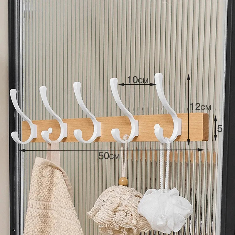 Modern Rustic Wooden Coat Rack Wall Mount with Hooks (Black/White) Besontique Home Decor