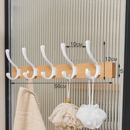 Modern Rustic Wooden Coat Rack Wall Mount with Hooks (Black/White) Besontique Home Decor