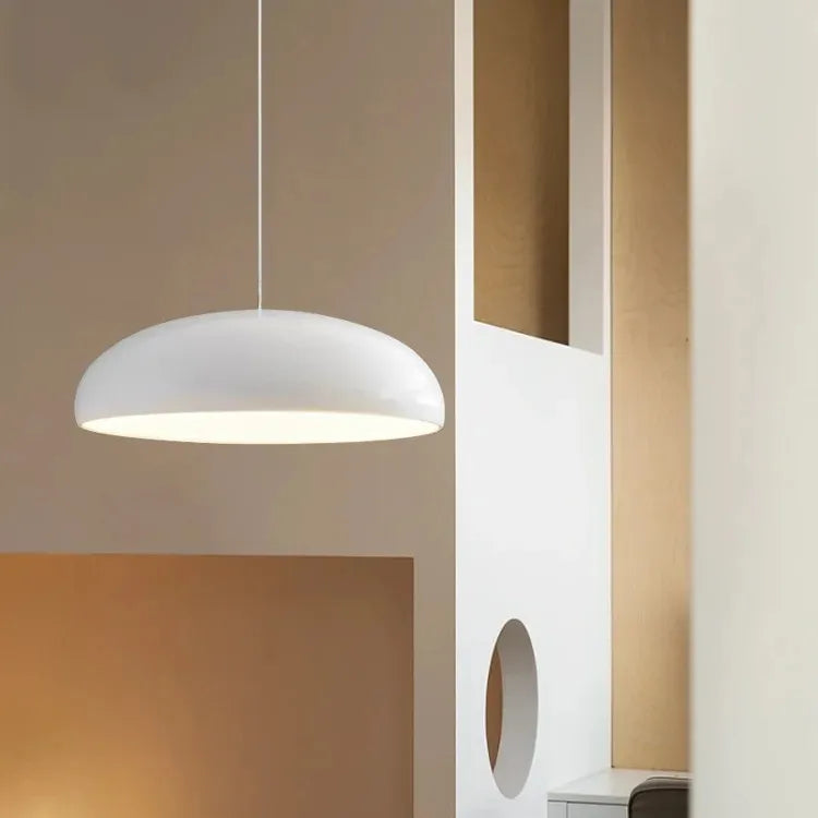Modern Nordic dome pendant light above dining table orange black white red besontique home decor