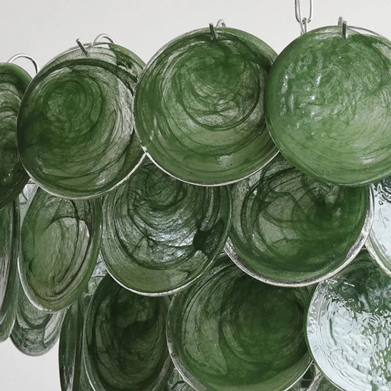 Modern Vintage Dark Green Glass Chandelier │ Crystal Pendant Pendant Ceiling Lamp Light - Besontique Home