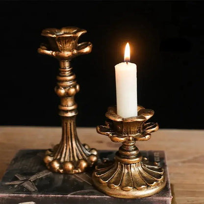 Antique Bronze Candlesticks Candle Holder Set │ Retro Vintage Taper Candle Stand - Besontique Home