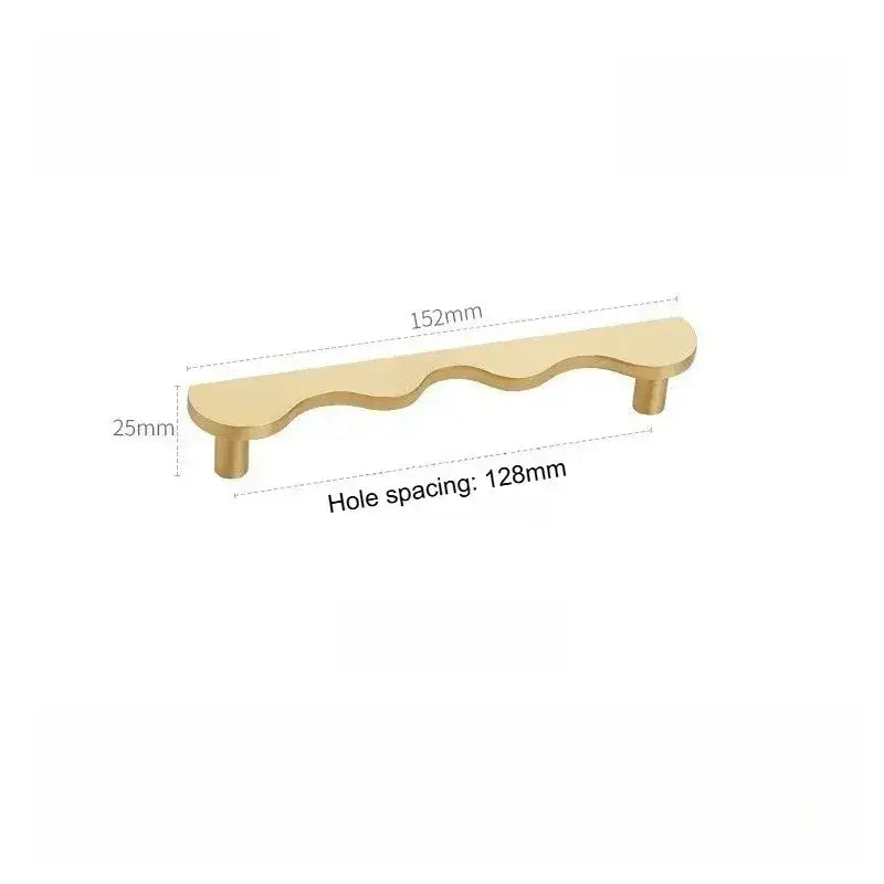 Brass Wave Cabinet Handles Door Knobs |  Luxury Modern Gold & Black Drawer Pulls - Besontique Home