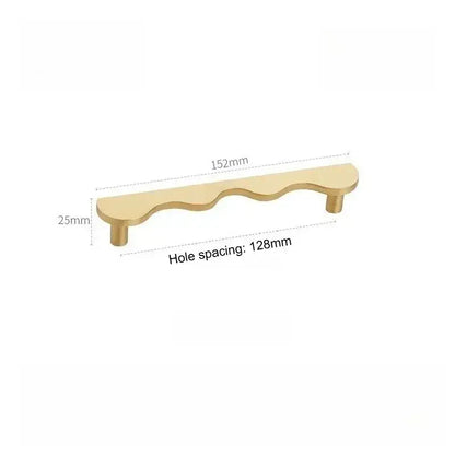 Brass Wave Cabinet Handles Door Knobs |  Luxury Modern Gold & Black Drawer Pulls - Besontique Home