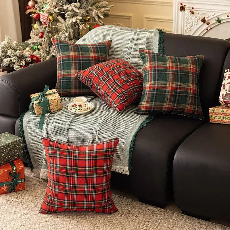 Scottish Tartan Plaid Cushion Cover │ Christmas Home Decorative Throw Pillow Cover - Besontique Home