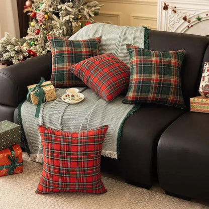 Scottish Tartan Plaid Cushion Cover │ Christmas Home Decorative Throw Pillow Cover - Besontique Home
