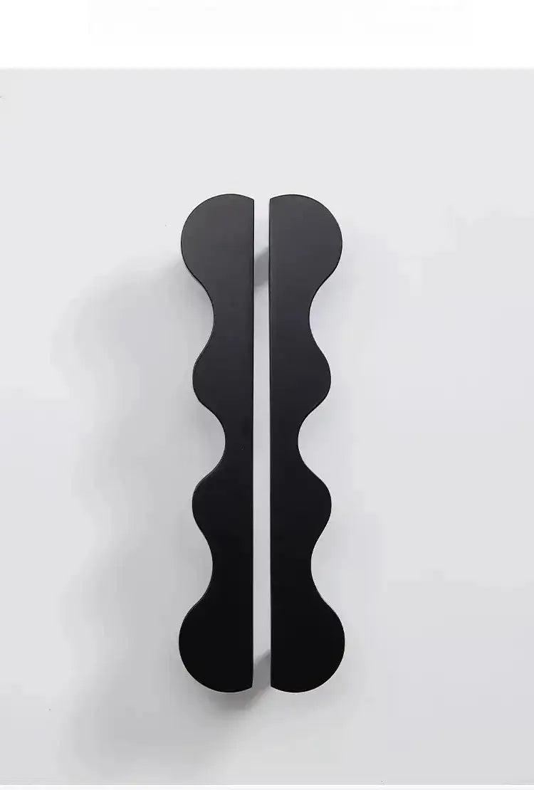 Brass Wave Cabinet Handles Door Knobs |  Luxury Modern Gold & Black Drawer Pulls - Besontique Home