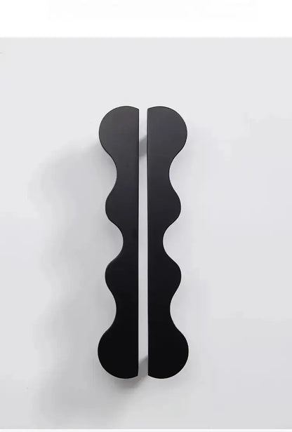 Brass Wave Cabinet Handles Door Knobs |  Luxury Modern Gold & Black Drawer Pulls - Besontique Home