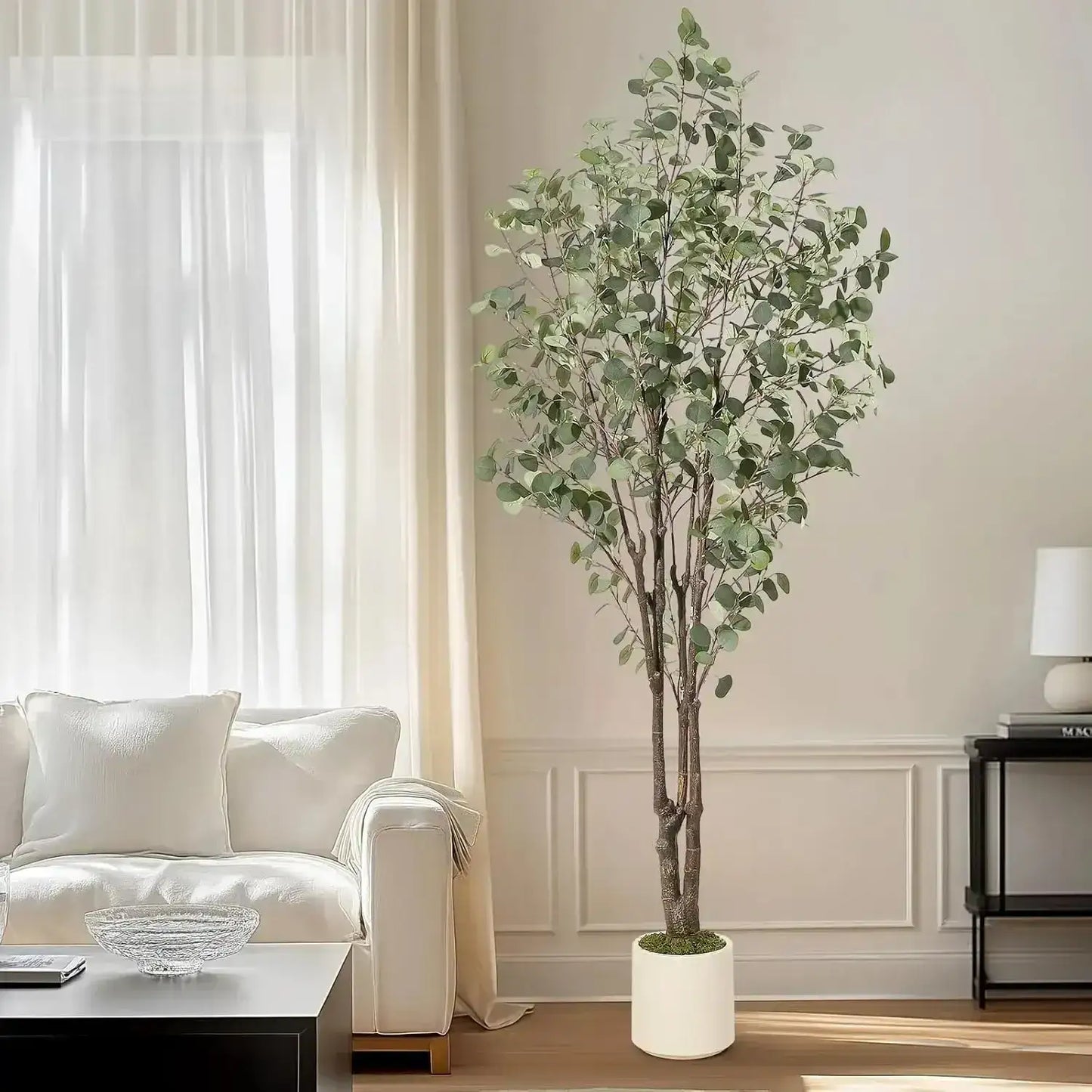 Artificial Eucalyptus Tree │ Decorative Plant with White Planter - Besontique Home