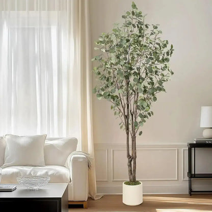 Artificial Eucalyptus Tree │ Decorative Plant with White Planter - Besontique Home