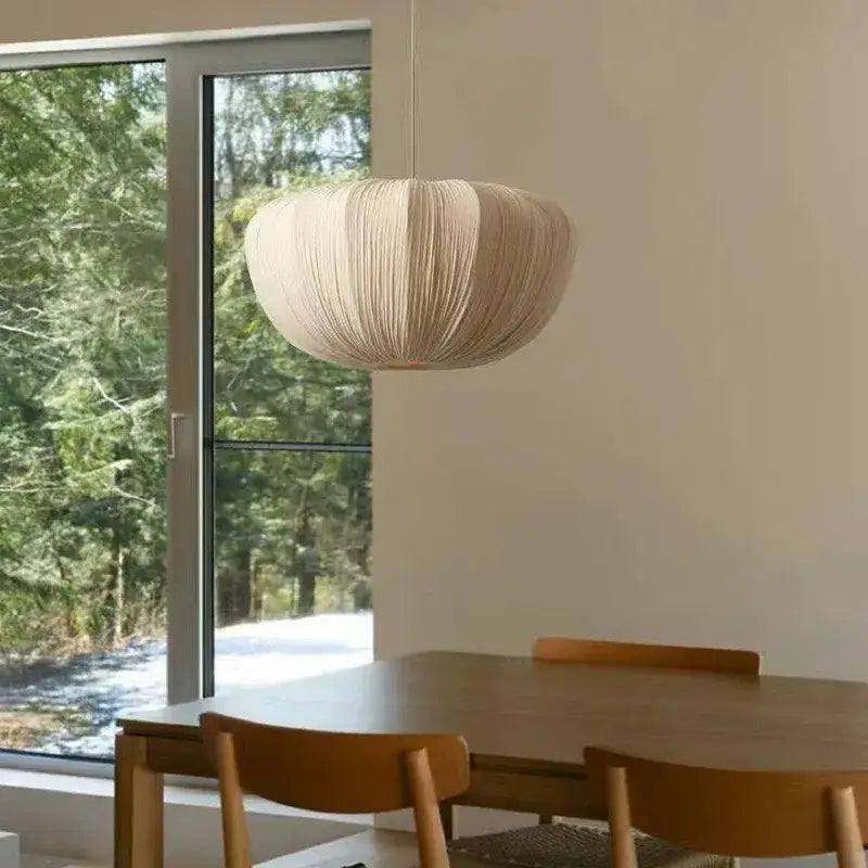 Japandi Minimal Vintage Fabric Pendant Light │ Modern Retro Hanging Lamp - Besontique Home