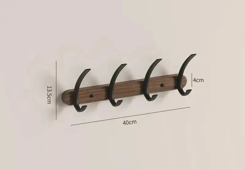Modern Walnut Moon Shape Coat Rack (White/Black)│ Wall Mounted Wooden Metal Hooks - Besontique Home