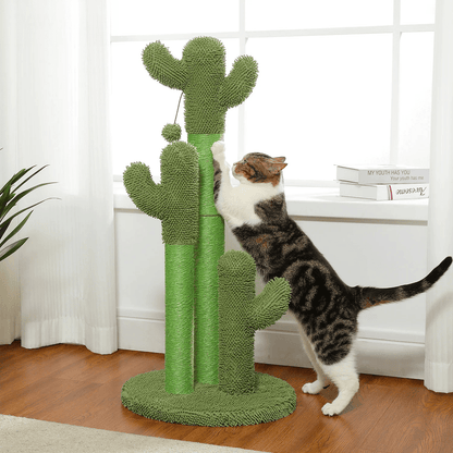 Kaktus-Katzenkratzbaum mit interaktivem baumelnden Ball | Haustierfreundliches Katzenkratzmöbel