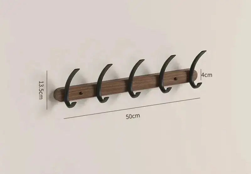 Modern Walnut Moon Shape Coat Rack (White/Black)│ Wall Mounted Wooden Metal Hooks - Besontique Home